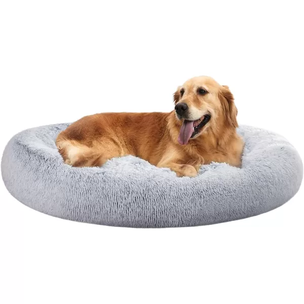 imageAmazon Basics Donut Pet Bolster Faux Fur Bed for Dog Grey 23quot x 23quotGrey