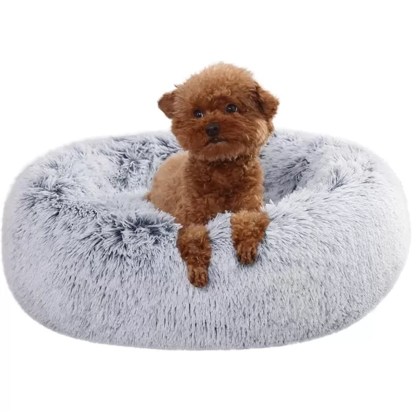 imageAmazon Basics Donut Pet Bolster Faux Fur Bed for Dog Grey 23quot x 23quotGrey