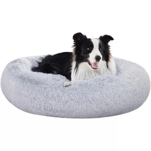 imageAmazon Basics Donut Pet Bolster Faux Fur Bed for Dog Grey 23quot x 23quotGrey