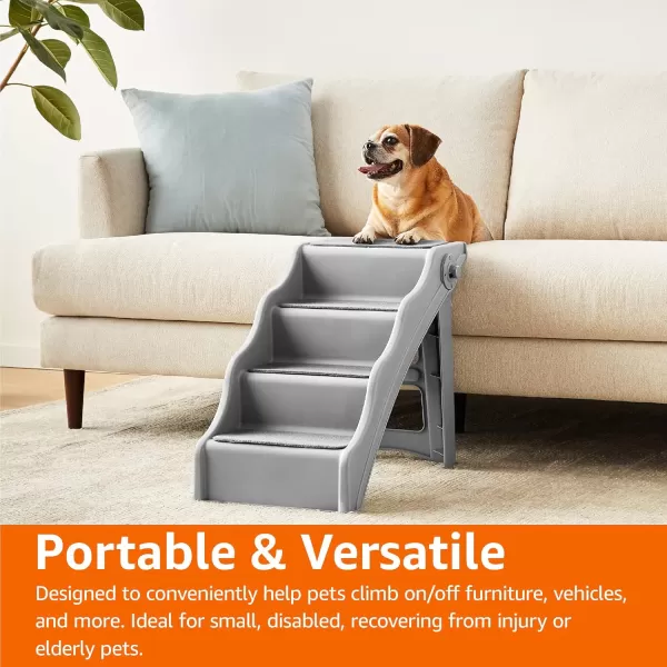 imageAmazon Basics Foldable NonSlip Steps for Dogs and Cats Grey 146quotX2482quotX195quotGrey