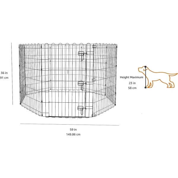 imageAmazon Basics Foldable Octagonal Metal Exercise Pet Playpen for Dogs Portable Fence Pen Single Door 60 x 60 x 36 Inches Medium  36quotH Metal BlackWith door