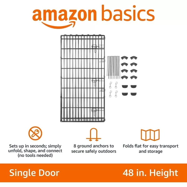 imageAmazon Basics Foldable Octagonal Metal Exercise Pet Playpen for Dogs Portable Fence Pen Single Door 60 x 60 x 36 Inches Medium  36quotH Metal BlackWith door