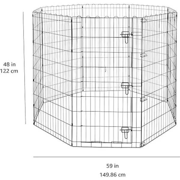 imageAmazon Basics Foldable Octagonal Metal Exercise Pet Playpen for Dogs Portable Fence Pen Single Door 60 x 60 x 36 Inches Medium  36quotH Metal BlackWith door
