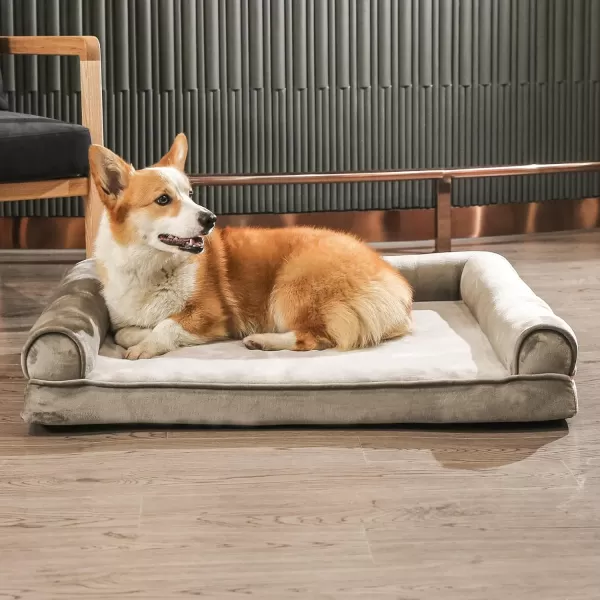 imageAmazon Basics Gel Foam Mattress Dog Pet Bed with Removable Cover Large 350quot L x 220quot W x 30quot Th GreyEgg Crate Foam