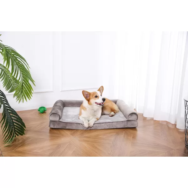 imageAmazon Basics Gel Foam Mattress Dog Pet Bed with Removable Cover Large 350quot L x 220quot W x 30quot Th GreyEgg Crate Foam