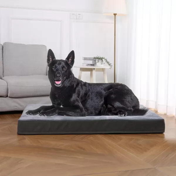 imageAmazon Basics Gel Foam Mattress Dog Pet Bed with Removable Cover Large 350quot L x 220quot W x 30quot Th GreyGel Foam