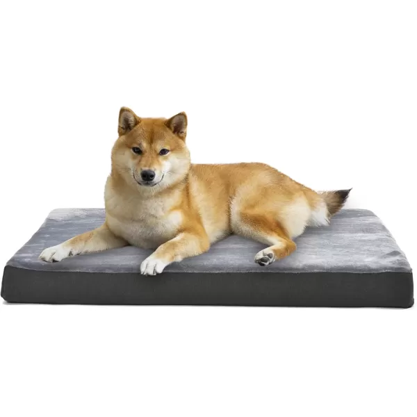 imageAmazon Basics Gel Foam Mattress Dog Pet Bed with Removable Cover Large 350quot L x 220quot W x 30quot Th GreyGel Foam