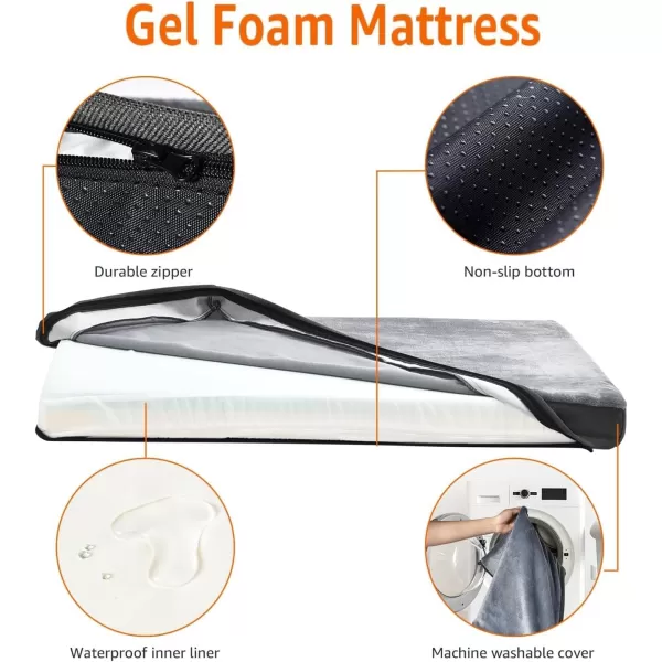 imageAmazon Basics Gel Foam Mattress Dog Pet Bed with Removable Cover Large 350quot L x 220quot W x 30quot Th GreyGel Foam