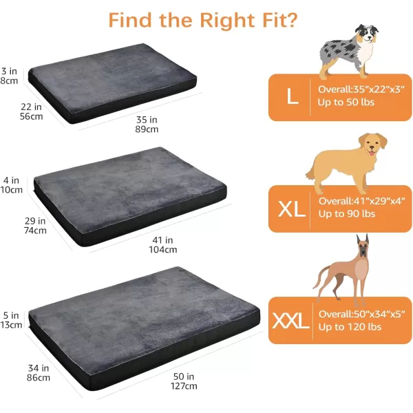 imageAmazon Basics Gel Foam Mattress Dog Pet Bed with Removable Cover Large 350quot L x 220quot W x 30quot Th GreyGel Foam