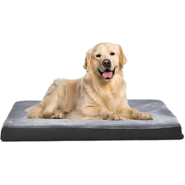 imageAmazon Basics Gel Foam Mattress Dog Pet Bed with Removable Cover Large 350quot L x 220quot W x 30quot Th GreyGel Foam