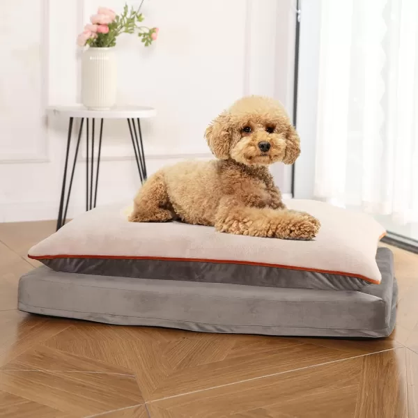 imageAmazon Basics Gel Foam Mattress Dog Pet Bed with Removable Cover Large 350quot L x 220quot W x 30quot Th GreyPillowtop