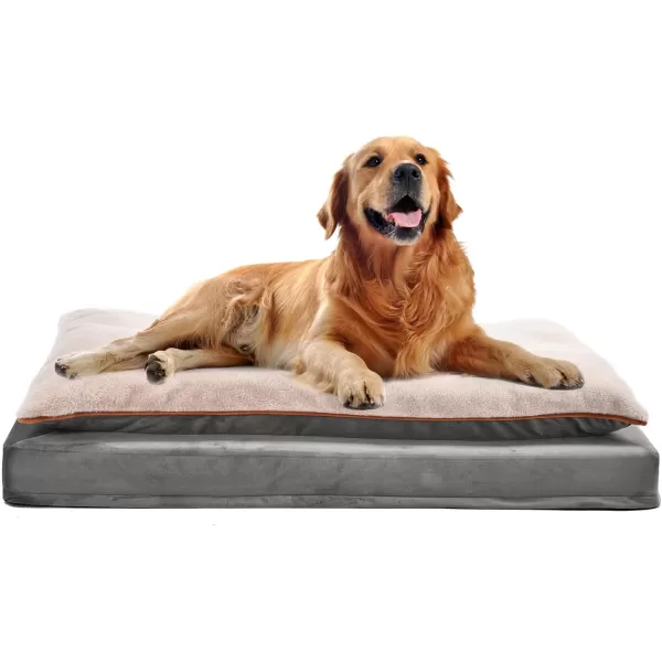 imageAmazon Basics Gel Foam Mattress Dog Pet Bed with Removable Cover Large 350quot L x 220quot W x 30quot Th GreyPillowtop