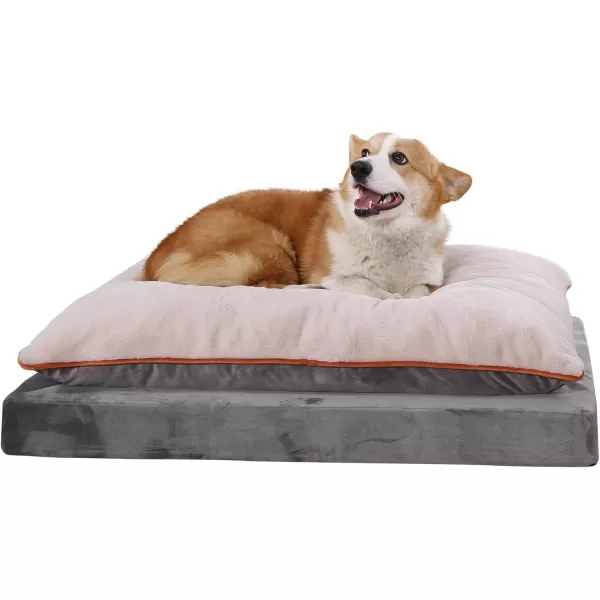 imageAmazon Basics Gel Foam Mattress Dog Pet Bed with Removable Cover Large 350quot L x 220quot W x 30quot Th GreyPillowtop