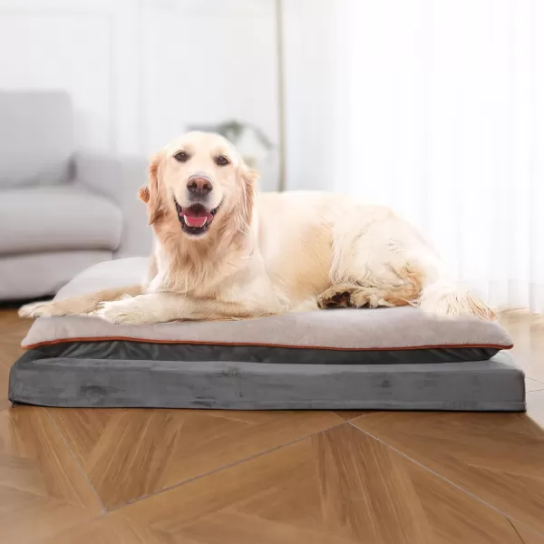 imageAmazon Basics Gel Foam Mattress Dog Pet Bed with Removable Cover Large 350quot L x 220quot W x 30quot Th GreyPillowtop