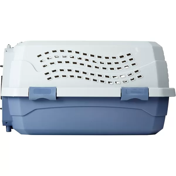 imageAmazon Basics HardSided Dog and Cat Kennel SingleDoor Travel Pet Carrier with Metal Wire Ventilation 236quotL x 157quotW x 130quotH BeigeGray  Blue