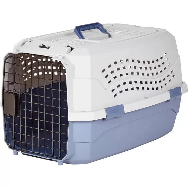 imageAmazon Basics HardSided Dog and Cat Kennel SingleDoor Travel Pet Carrier with Metal Wire Ventilation 236quotL x 157quotW x 130quotH BeigeGray  Blue