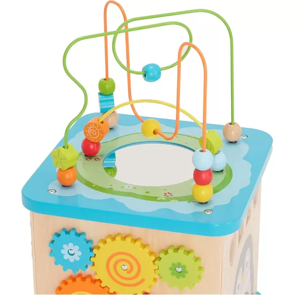 imageAmazon Basics Kids Wooden Educational Activity Learning Cube Toy Gift for Toddlers Age 12M Developmental Shape Sorter Multicolor 134x225x134inches