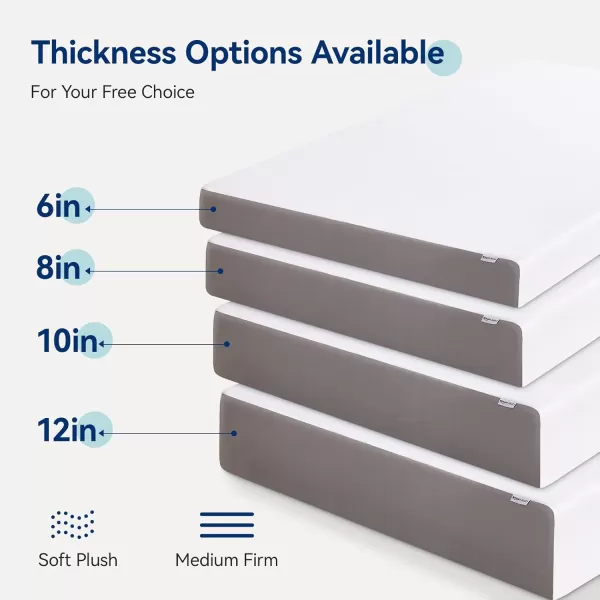 imageAmazon Basics Memory Foam Plush Mattress Queen WhiteGrey 80 x 60 x 8 inchesCalifornia King