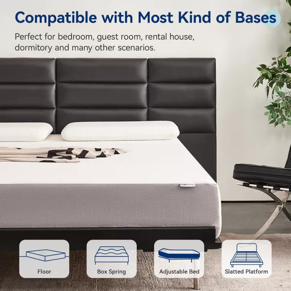 imageAmazon Basics Memory Foam Plush Mattress Queen WhiteGrey 80 x 60 x 8 inchesFull