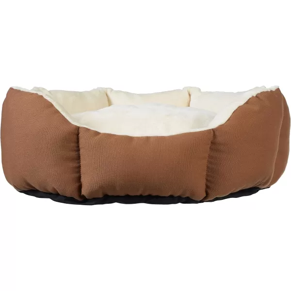 imageAmazon Basics Round Bolster Pet Bed for Dog or Cat with Flannel Top 20Inch Brown and IvoryOctagon