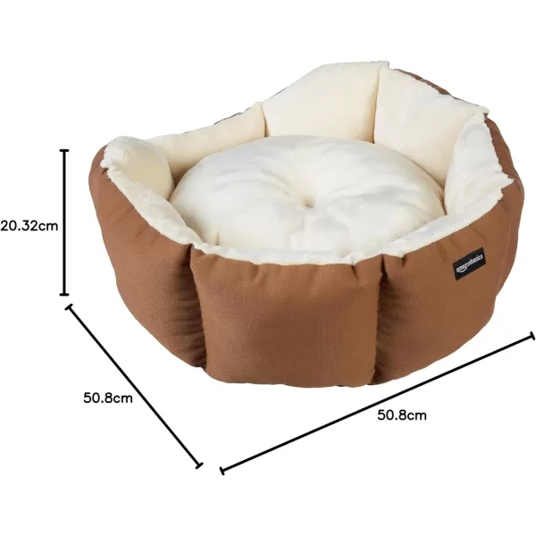 imageAmazon Basics Round Bolster Pet Bed for Dog or Cat with Flannel Top 20Inch Brown and IvoryOctagon