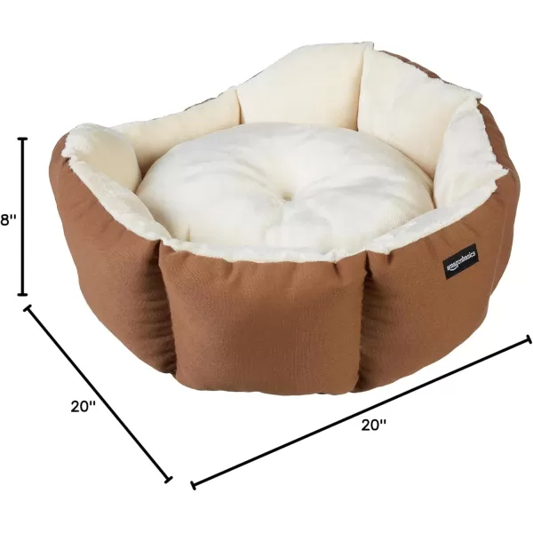 imageAmazon Basics Round Bolster Pet Bed for Dog or Cat with Flannel Top 20Inch Brown and IvoryOctagon