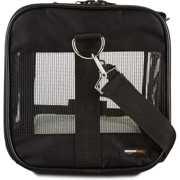 imageAmazon Basics SoftSided Mesh Pet Travel Carrier for Dog Cat Medium 165quot L x 94quot W x 98quot H Black165L x 94W x 98H