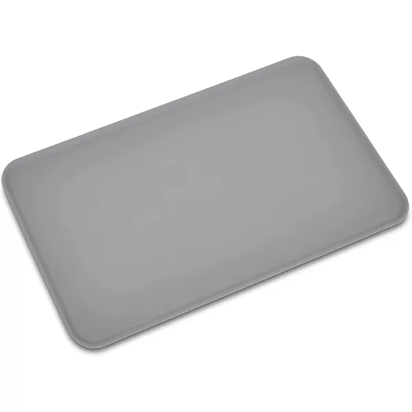 imageAmazon Basics Waterproof AntiSlip Silicone Pet Food and Water Bowl Mat Solid 185 x 115 Inches BlackGray