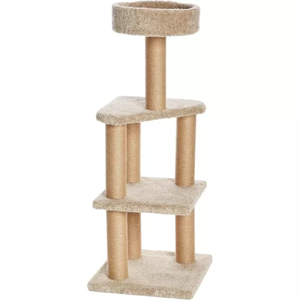 imageAmazon Basics  Cat Tree Indoor Climbing Activity Tower with Scratching Posts multilevel Large 177quot x 459quot BeigeLarge