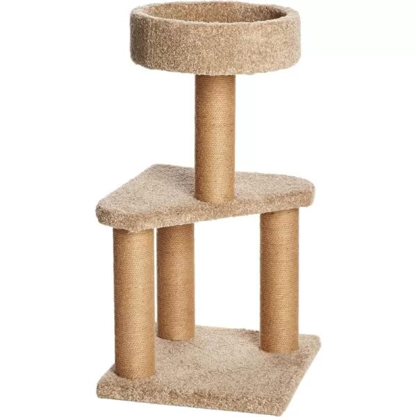 imageAmazon Basics  Cat Tree Indoor Climbing Activity Tower with Scratching Posts multilevel Large 177quot x 459quot BeigeMedium