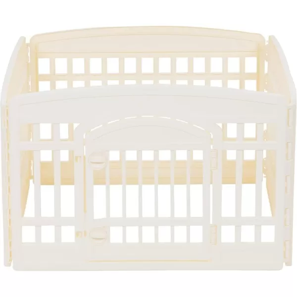 imageAmazon Basics 8Panel Octagonal Plastic Pet Pen Fence Enclosure With Gate 59 x 58 x 28 Inches GreyBeige