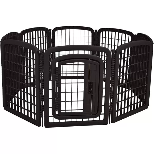 imageAmazon Basics 8Panel Octagonal Plastic Pet Pen Fence Enclosure With Gate 59 x 58 x 28 Inches Greyblack