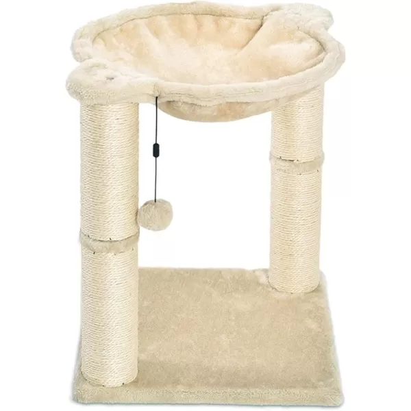 imageAmazon Basics Cat Tower with Hammock Scratching Posts and Dangling Ball for Indoor Cats 158 x 158 x 197 Inches GrayBeige