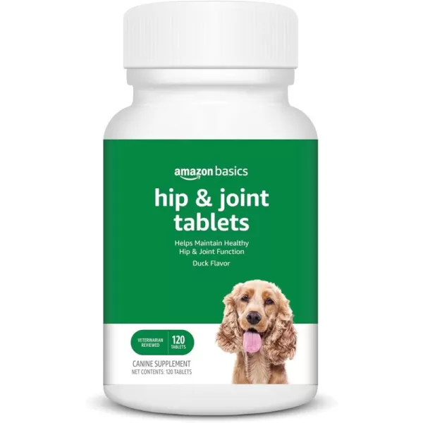 imageAmazon Basics Dog Hip ampamp Joint Chewable Tablets Duck Flavored 90 Count Previously Solimo120 Count Pack of 1