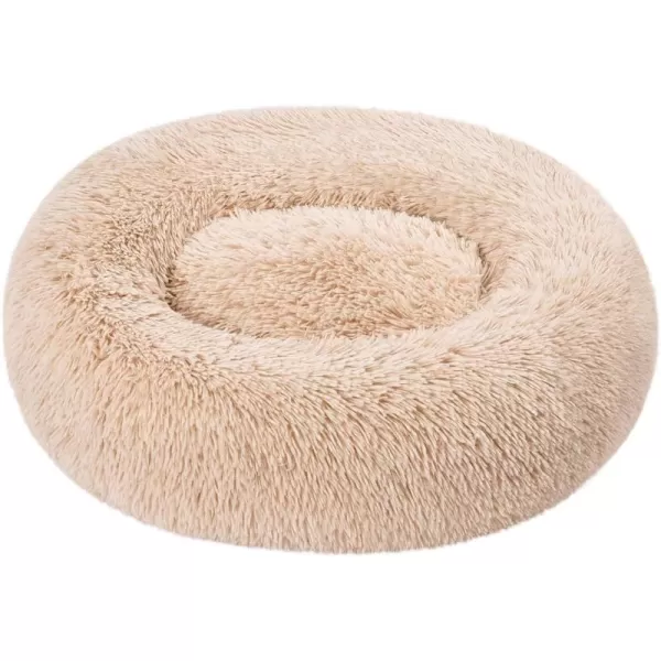 imageAmazon Basics Donut Pet Bolster Faux Fur Bed for Dog Grey 23quot x 23quotBeige