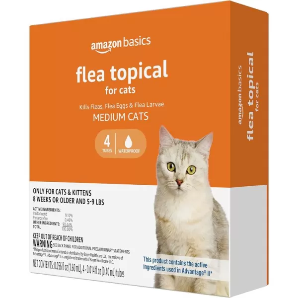 imageAmazon Basics Flea Topical for Medium Cats 59 pounds 6 Count4 Count