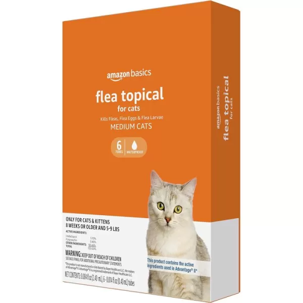 imageAmazon Basics Flea Topical for Medium Cats 59 pounds 6 Count6 Count