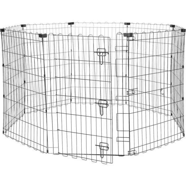 imageAmazon Basics Foldable Octagonal Metal Exercise Pet Playpen for Dogs Portable Fence Pen Single Door 60 x 60 x 36 Inches Medium  36quotH Metal BlackWith door