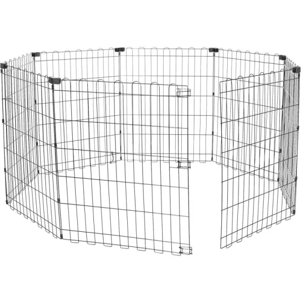 imageAmazon Basics Foldable Octagonal Metal Exercise Pet Playpen for Dogs Portable Fence Pen Single Door 60 x 60 x 36 Inches Medium  36quotH Metal BlackWithout door