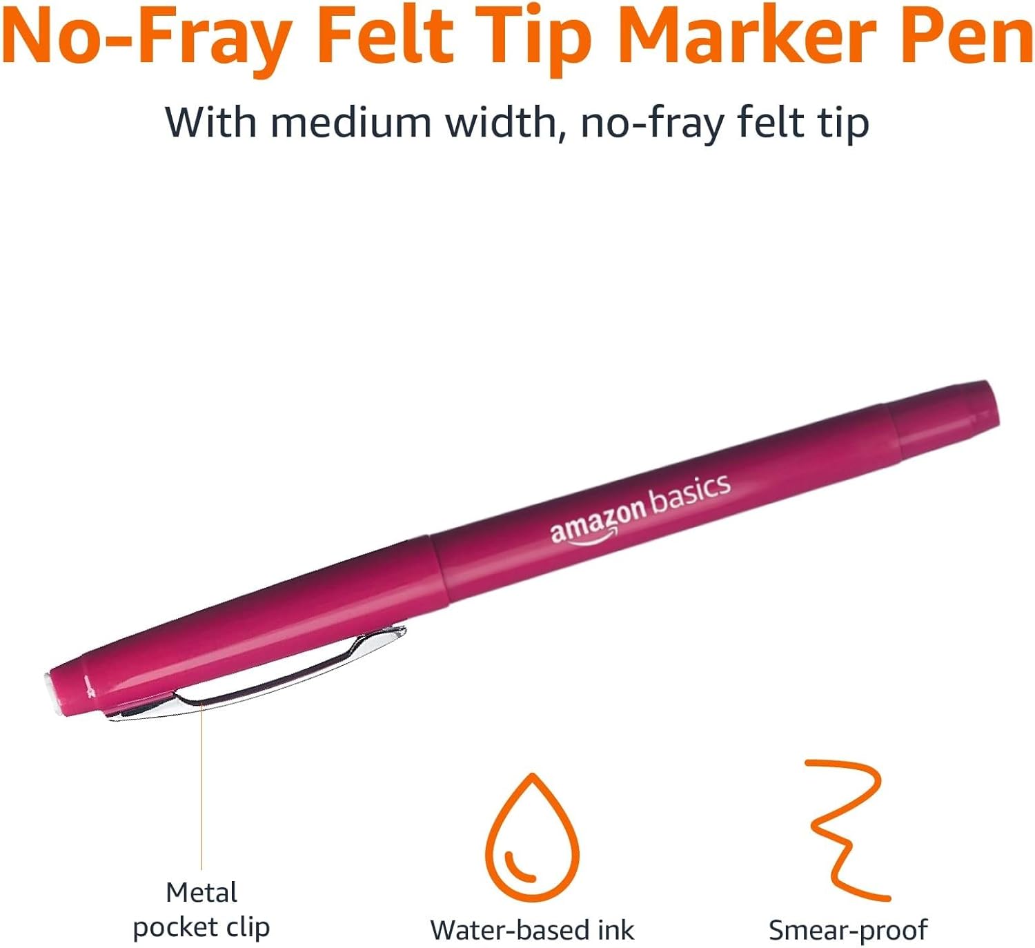 imageAmazon Basics Felt Tip Marker Pens 12Pack Assorted ColorsAssorted Colors