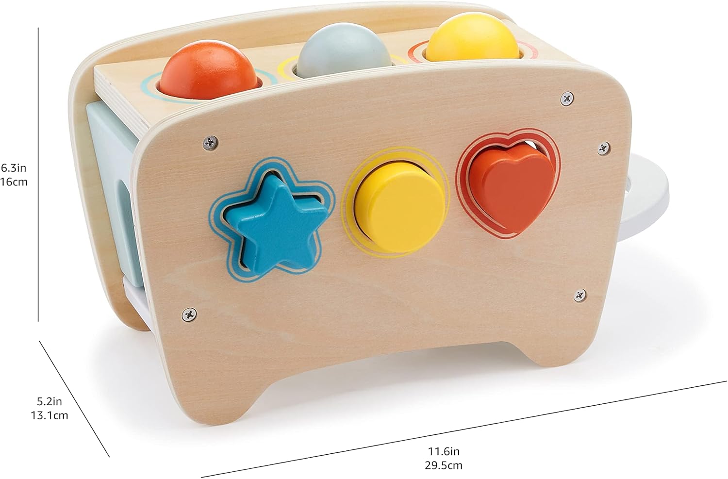 imageAmazon Basics Musical Pounding Bench With Xylophone and Shape Sorter ToyKids Gift for Toddlers Age 18M Boy Girl Baby 116 x 52 x 63 inches Multicolor