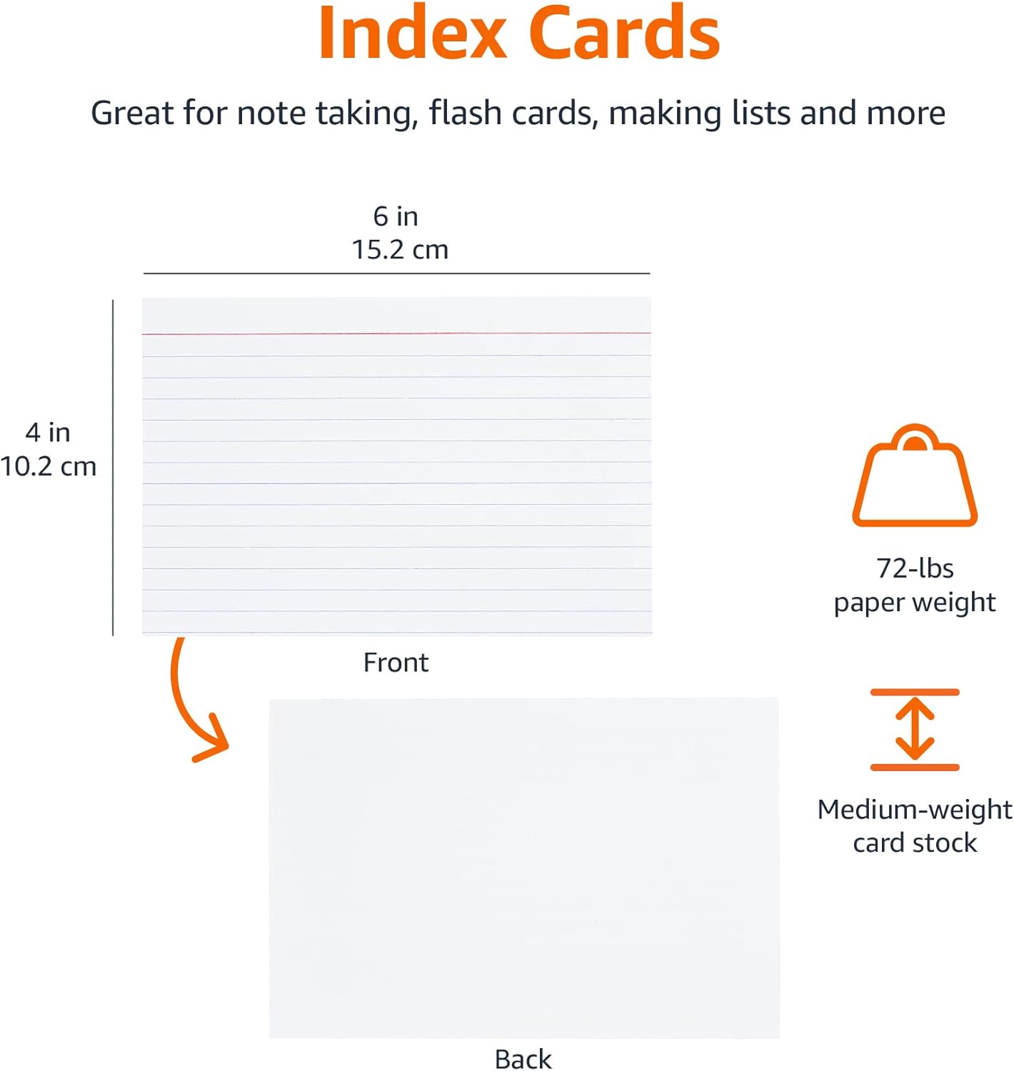 imageAmazon Basics Ruled Index Flash Cards for Studying and Note Taking Assorted Neon Colored 3x5 Inch 300CountWhite
