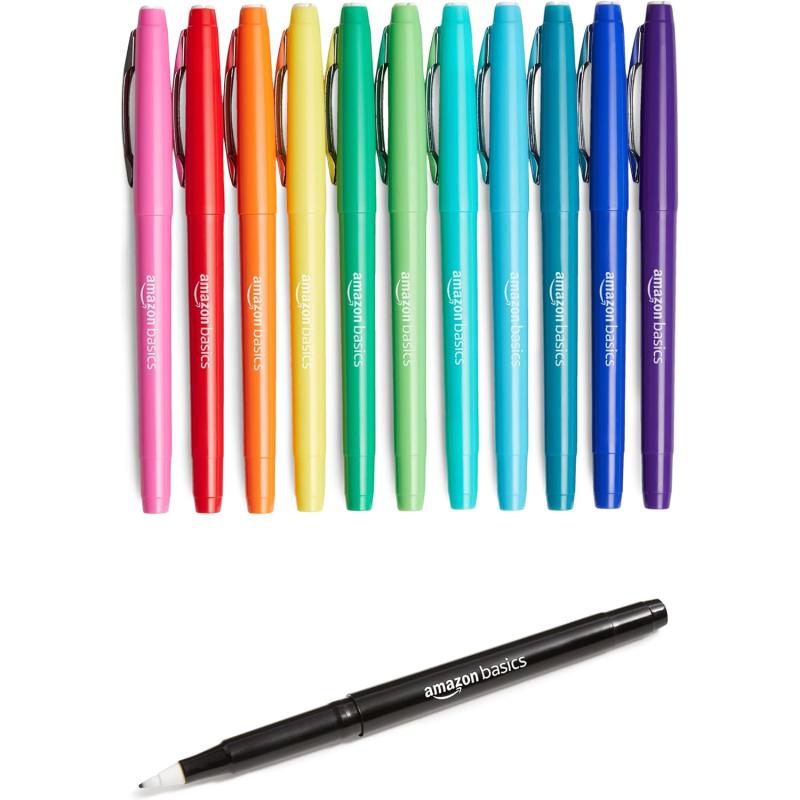 imageAmazon Basics Felt Tip Marker Pens 12Pack Assorted ColorsAssorted Colors