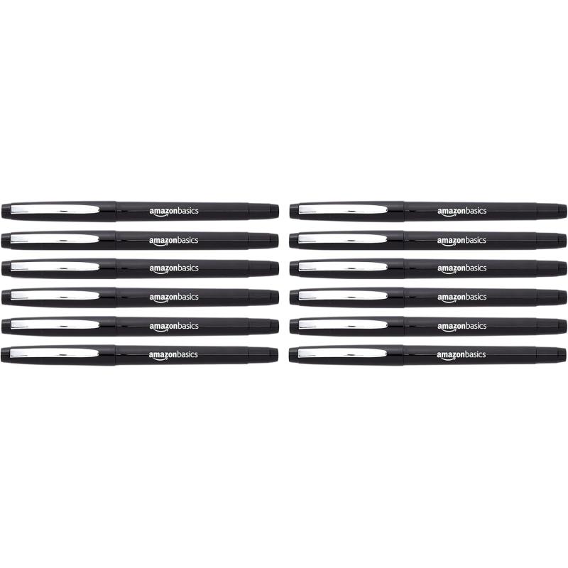 imageAmazon Basics Felt Tip Marker Pens 12Pack Assorted ColorsBlack