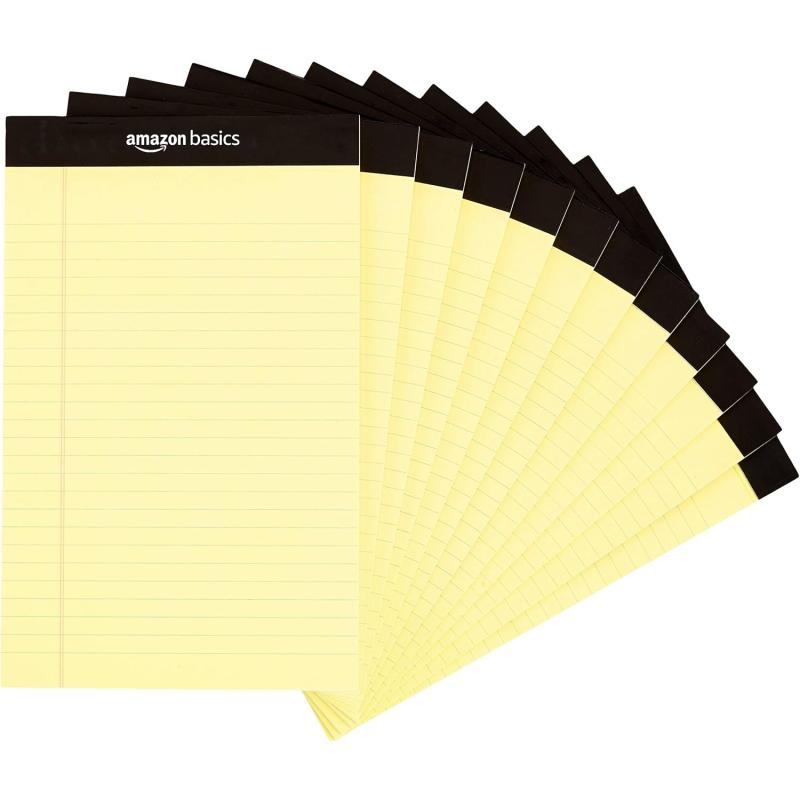 imageAmazon Basics Narrow Ruled 5 x 8Inch Lined Writing Note Pads 6 Count 50 Sheet Pads MulticolorCanary
