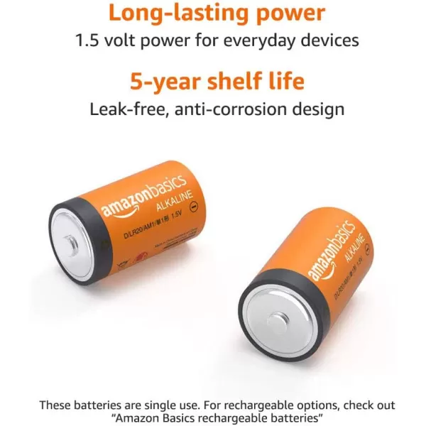 imageAmazon Basics  12 Pack D Cell AllPurpose Alkaline Batteries 5Year Shelf Life 96 Count 8 Packs of 1296 Count  4 Packs of 24