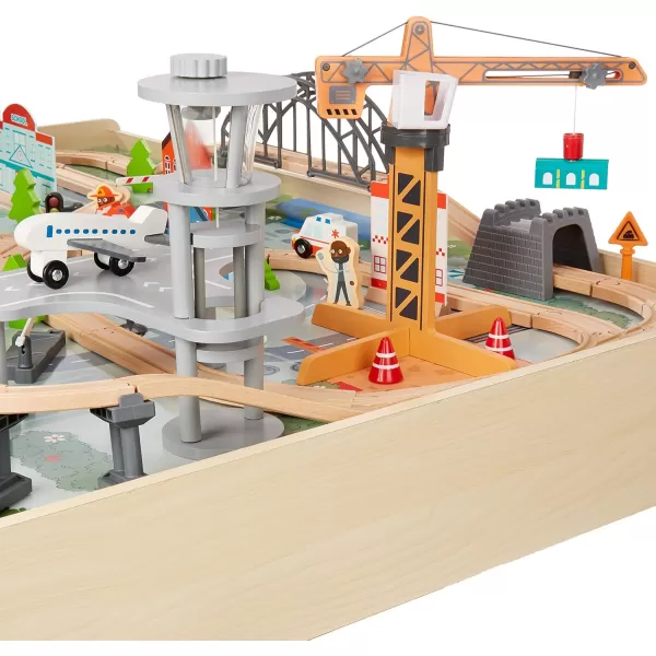 imageAmazon Basics 120 Piece Wooden Train Set and Tablekids Gift for Age 3Y Multi 474 x 3346 x 1614 inches