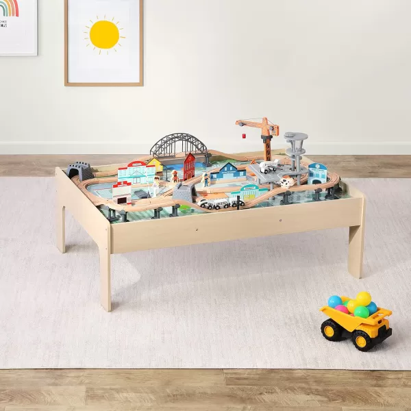 imageAmazon Basics 120 Piece Wooden Train Set and Tablekids Gift for Age 3Y Multi 474 x 3346 x 1614 inches