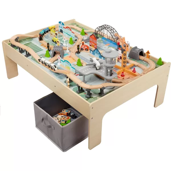 imageAmazon Basics 120 Piece Wooden Train Set and Tablekids Gift for Age 3Y Multi 474 x 3346 x 1614 inches