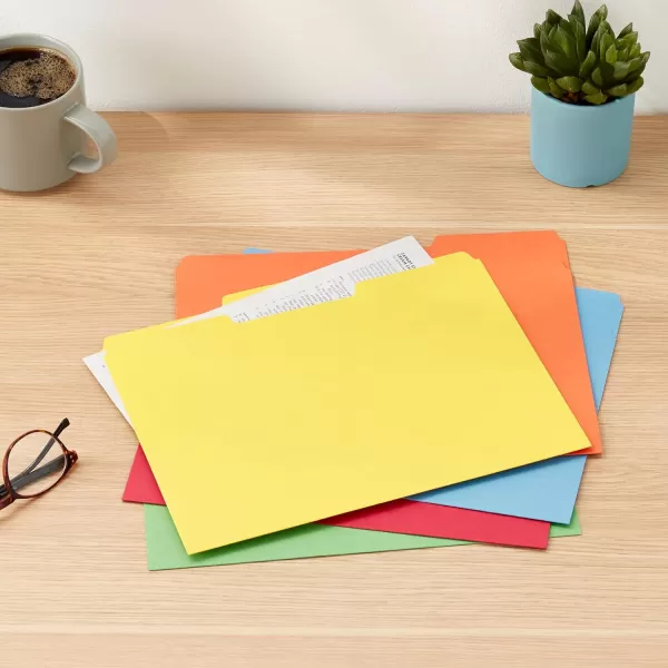 imageAmazon Basics 13Cut Tab Assorted Positions File Folders Letter Size Manila  Pack of 100Assorted
